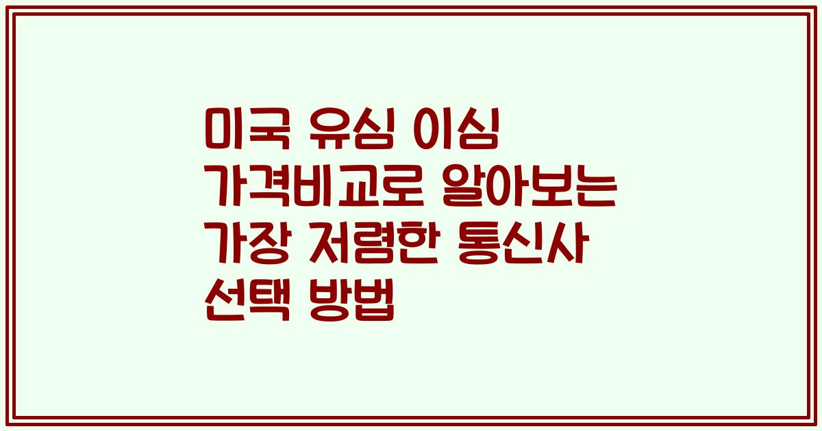 미국 유심 이심 가격비교로 알아보는 가장 저렴한 통신사 선택 방법