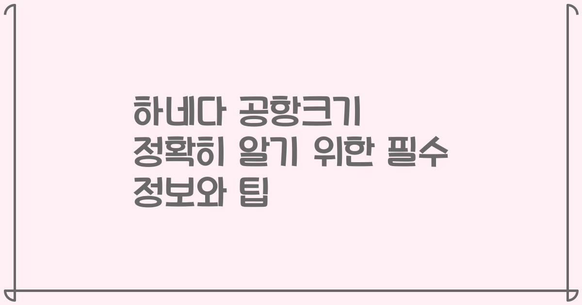 하네다 공항크기 정확히 알기 위한 필수 정보와 팁