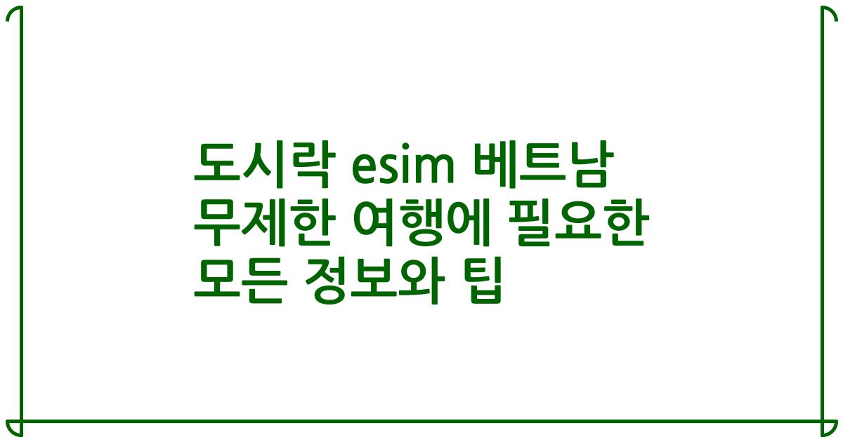 도시락 esim 베트남 무제한 여행에 필요한 모든 정보와 팁
