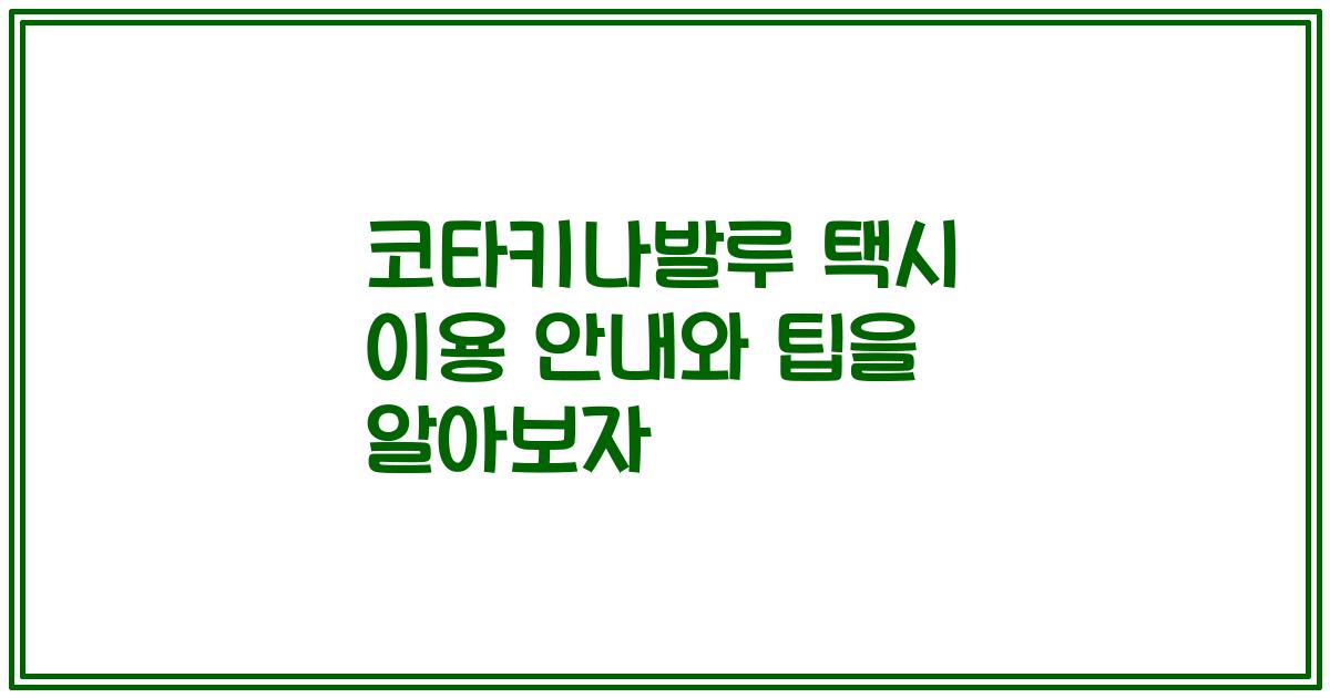 코타키나발루 택시 이용 안내와 팁을 알아보자